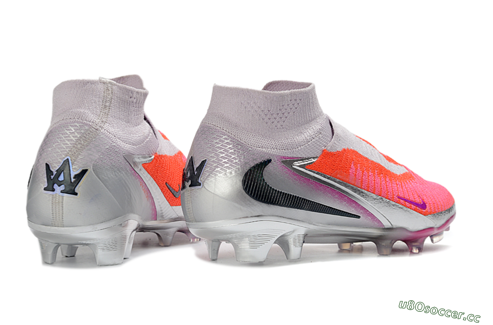 Unisex Nike Phantom 6 Elite High FG Firm Ground Low-Tops Football Boots - Pink/Vibrant Neon/Soft Silver 6