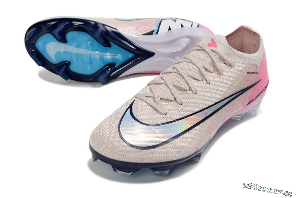 Unisex Nike Air Zoom Mercurial Vapor 16 Elite FG Firm Ground Low-Tops Football Boots - Beige/Vibrant Pink/Deep Navy 3