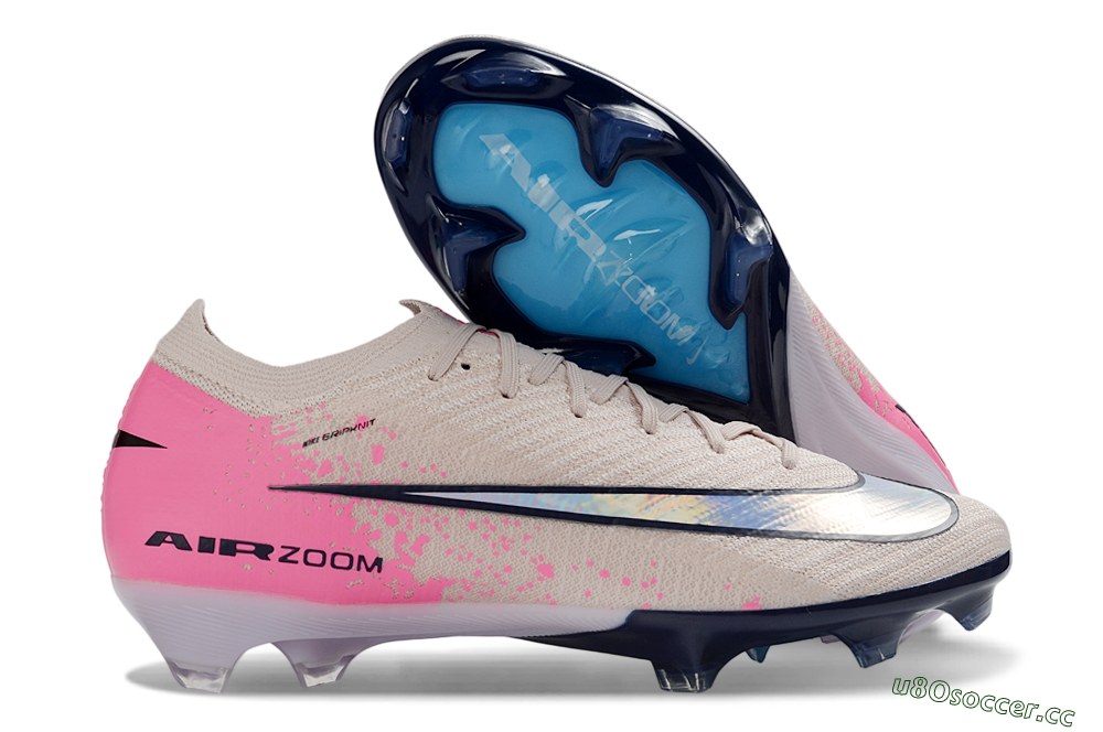 Unisex Nike Air Zoom Mercurial Vapor 16 Elite FG Firm Ground Low-Tops Football Boots - Beige/Vibrant Pink/Deep Navy 2