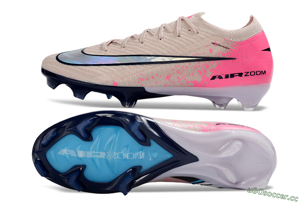 Unisex Nike Air Zoom Mercurial Vapor 16 Elite FG Firm Ground Low-Tops Football Boots - Beige/Vibrant Pink/Deep Navy 1