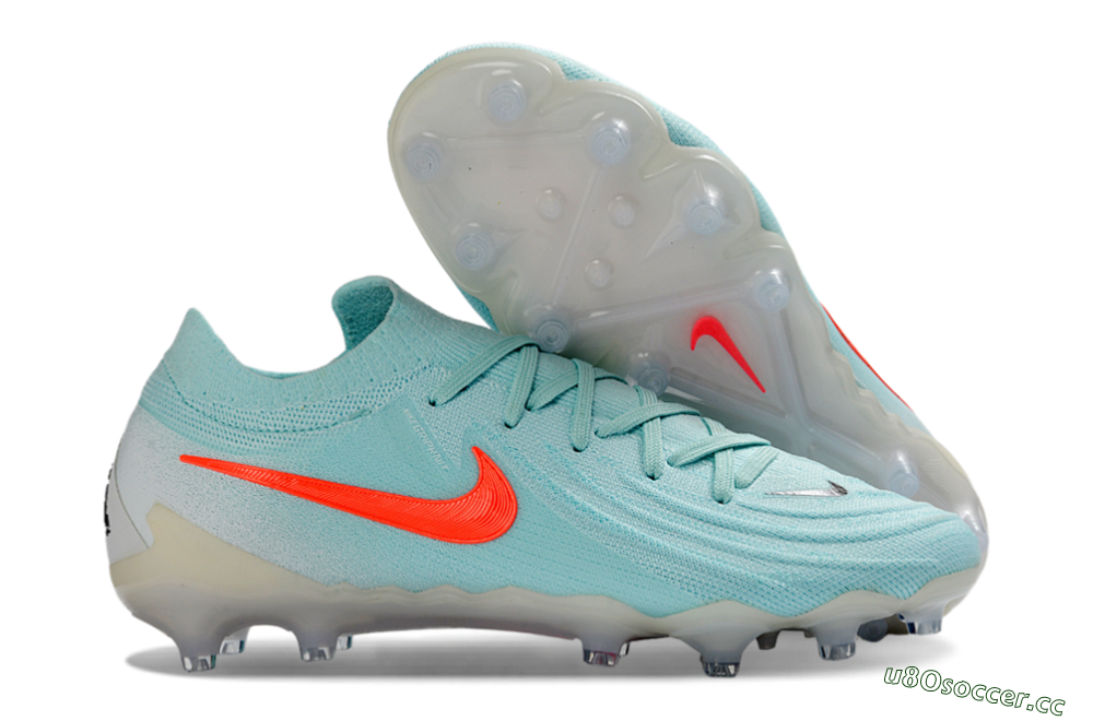 Men's Nike Phantom GX 2 Elite AG Artificial Grass Low-Tops Football Boots - Aqua/Coral Glow/Sky Blue 2