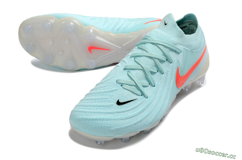 Men's Nike Phantom GX 2 Elite AG Artificial Grass Low-Tops Football Boots - Aqua/Coral Glow/Sky Blue 3