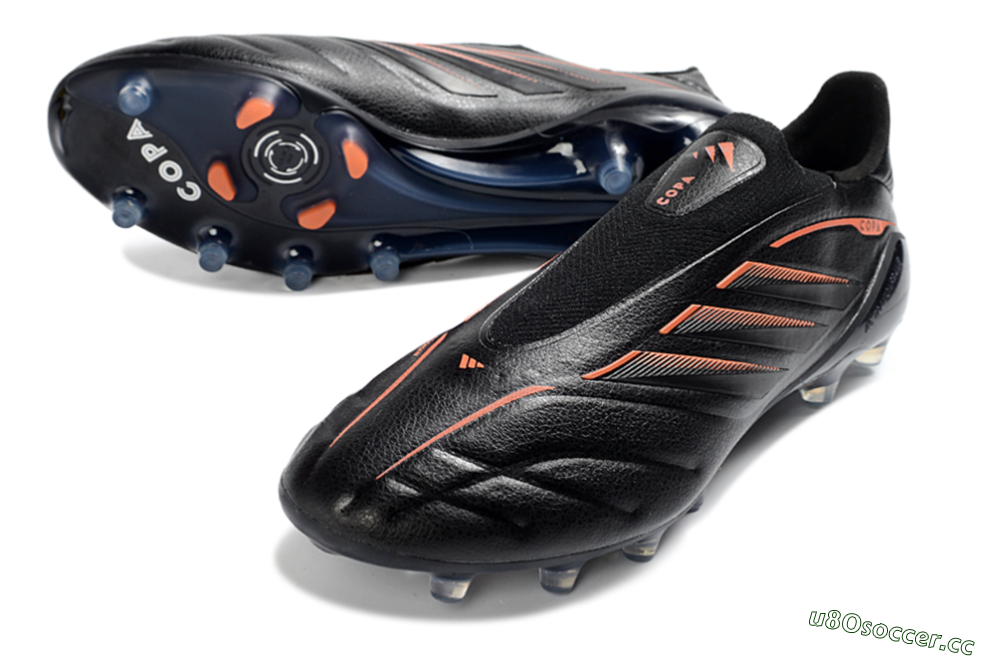 Men's Adidas Copa Pure 4 Elite FG Firm Ground Low-Tops Football Boots - Black/Electric Orange/Shadow Gray 3