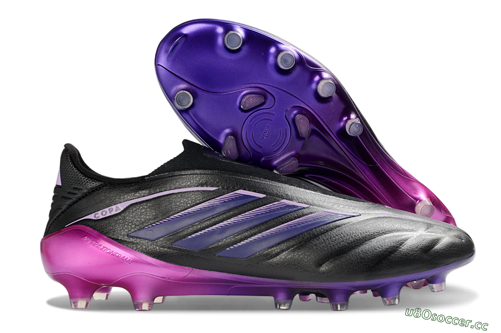 Men's Adidas Copa Pure 4 Elite FG Firm Ground Low-Tops Football Boots - Black/Midnight Purple/ Vibrant Pink 2