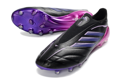 Men's Adidas Copa Pure 4 Elite FG Firm Ground Low-Tops Football Boots - Black/Midnight Purple/ Vibrant Pink