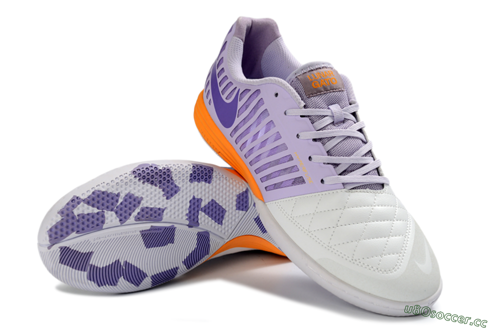 Unisex Nike Lunar Gato 2 IC Indoor & Futsal Low-Tops Football Shoes - Purple/Lavender Burst/Orange Accent 3