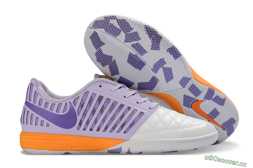 Unisex Nike Lunar Gato 2 IC Indoor & Futsal Low-Tops Football Shoes - Purple/Lavender Burst/Orange Accent 2