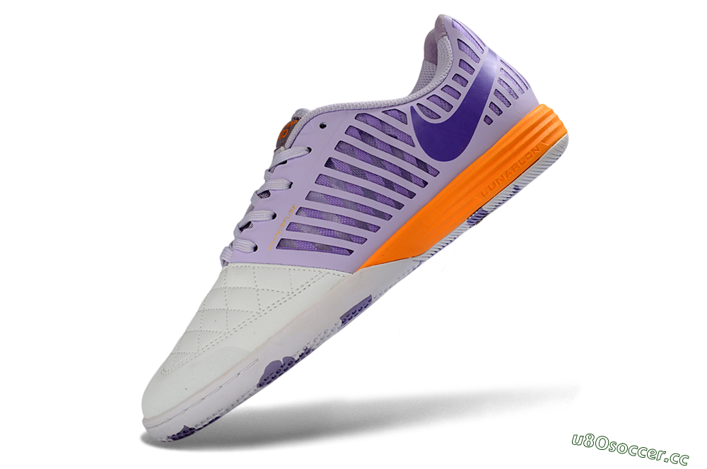 Unisex Nike Lunar Gato 2 IC Indoor & Futsal Low-Tops Football Shoes - Purple/Lavender Burst/Orange Accent 5