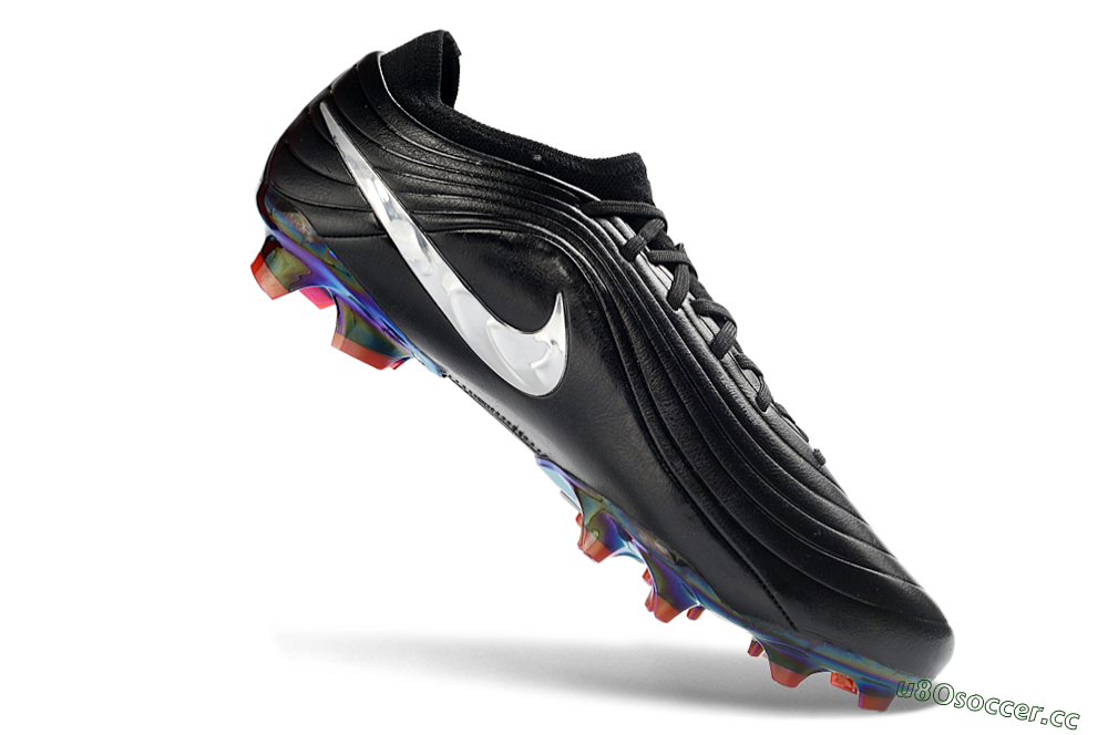 Unisex Nike Tiempo Legend 11 Elite FG Firm Ground Low-Tops Football Boots - Black/Metallic Silver/Rainbow 4