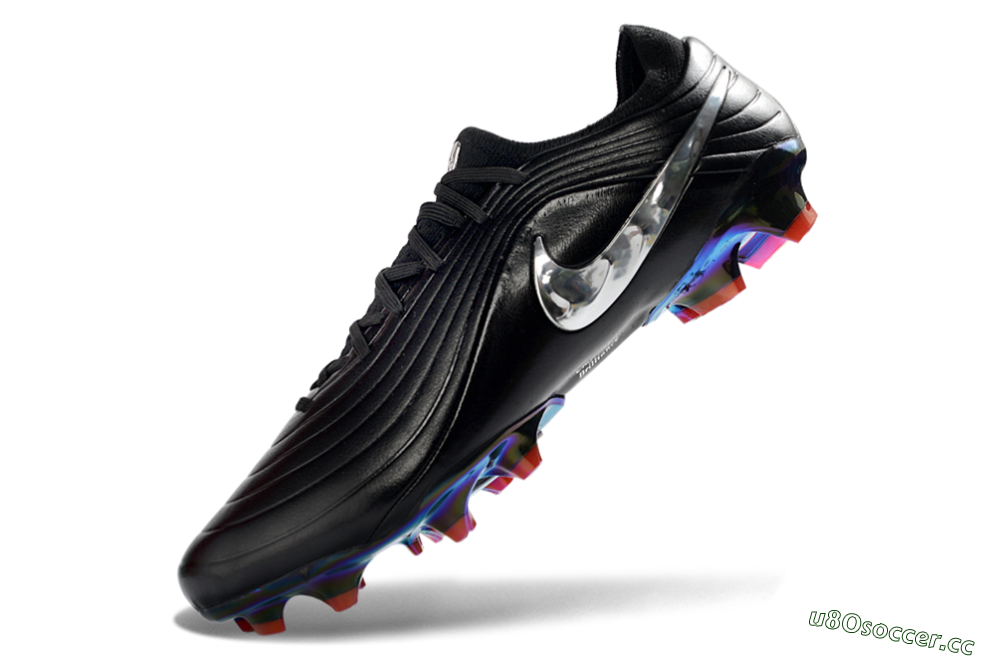 Unisex Nike Tiempo Legend 11 Elite FG Firm Ground Low-Tops Football Boots - Black/Metallic Silver/Rainbow 5