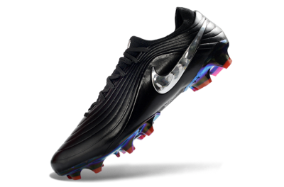 Unisex Nike Tiempo Legend 11 Elite FG Firm Ground Low-Tops Football Boots - Black/Metallic Silver/Rainbow