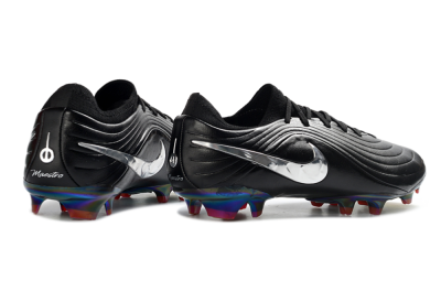 Unisex Nike Tiempo Legend 11 Elite FG Firm Ground Low-Tops Football Boots - Black/Metallic Silver/Rainbow