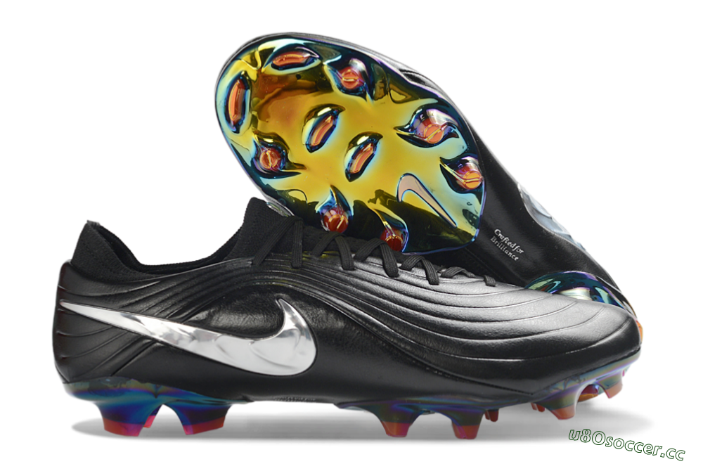 Unisex Nike Tiempo Legend 11 Elite FG Firm Ground Low-Tops Football Boots - Black/Metallic Silver/Rainbow 2
