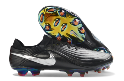 Unisex Nike Tiempo Legend 11 Elite FG Firm Ground Low-Tops Football Boots - Black/Metallic Silver/Rainbow