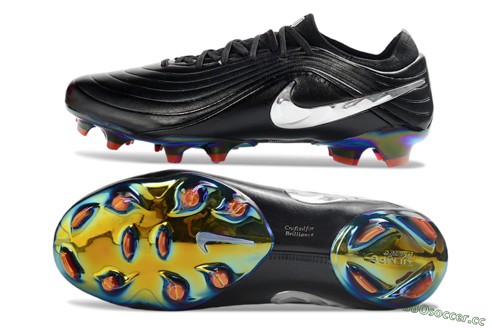 Unisex Nike Tiempo Legend 11 Elite FG Firm Ground Low-Tops Football Boots - Black/Metallic Silver/Rainbow 1