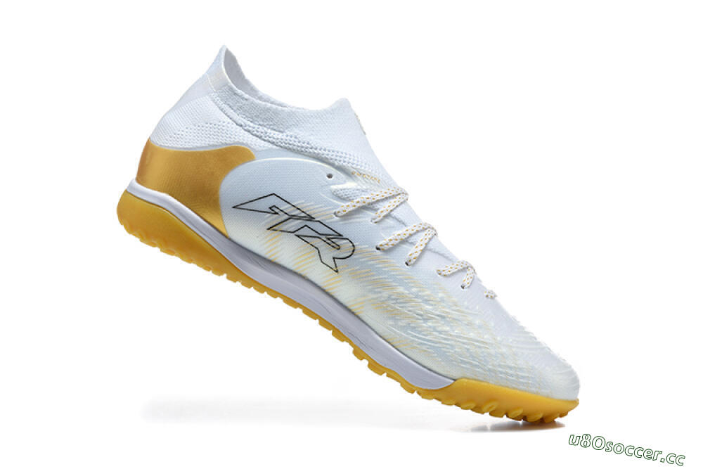 Men's Puma Future 8 Ultimate TF Artificial Turf Low-Tops Football Shoes - White/Sunny Yellow/Golden Glow 7