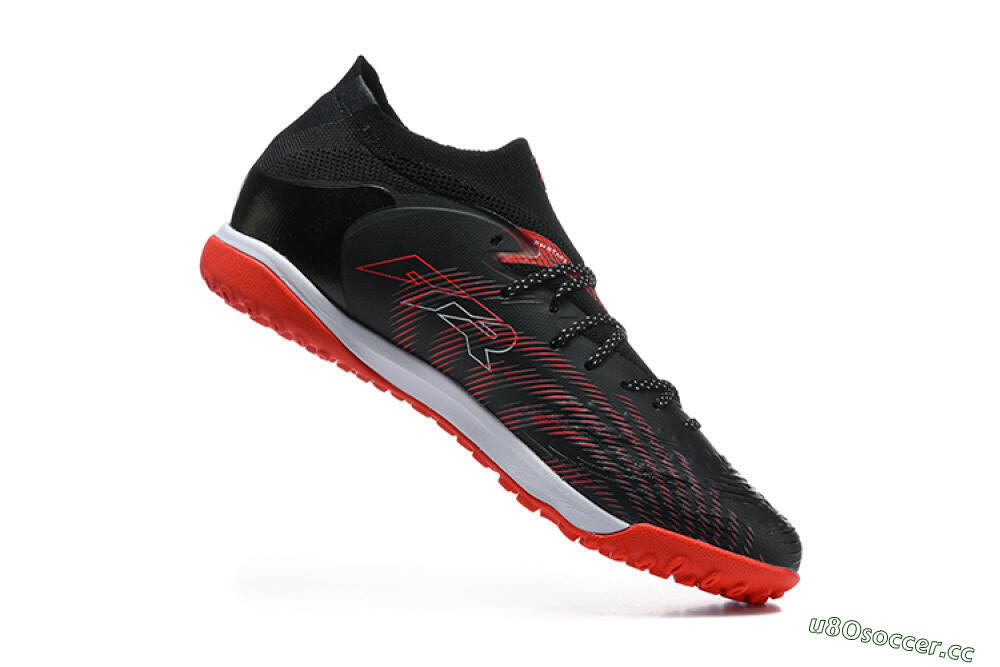 Men's Puma Future 8 Ultimate TF Artificial Turf Low-Tops Football Shoes - Black/Fiery Red/Blue Blaze 7