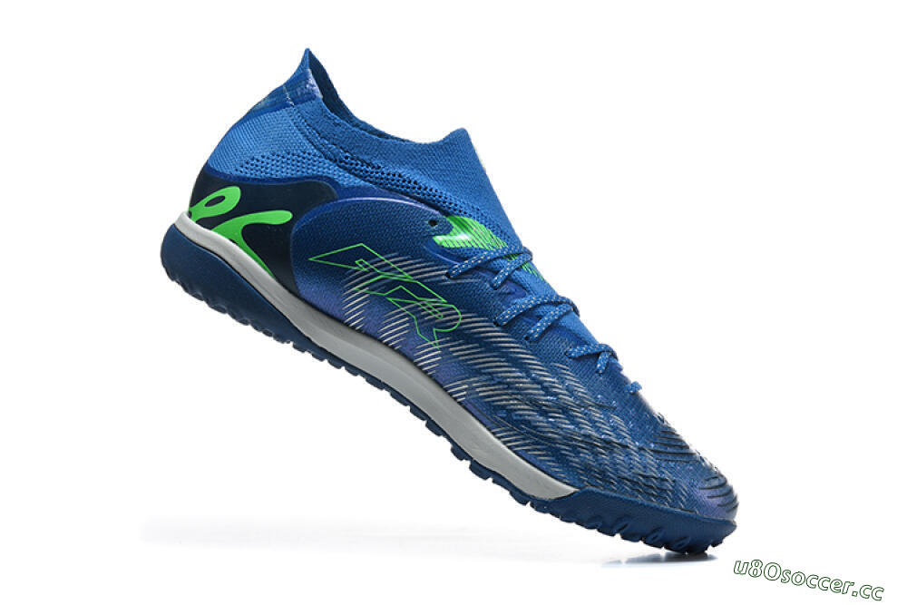 Men's Puma Future 8 Ultimate TF Artificial Turf Low-Tops Football Shoes - Blue/Electric Blue/Frosty Green 7