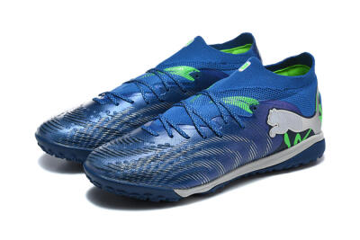 Men's Puma Future 8 Ultimate TF Artificial Turf Low-Tops Football Shoes - Blue/Electric Blue/Frosty Green