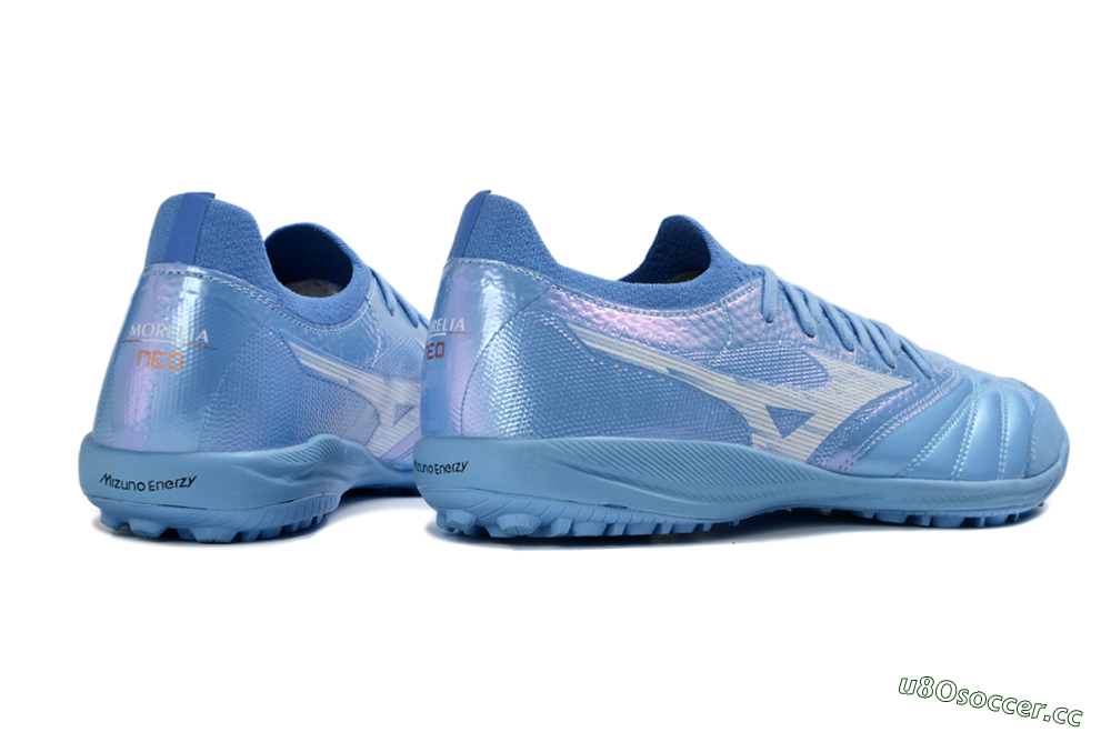 Men's Mizuno Morelia Neo 4 TF Artificial Turf Low-Tops Football Shoes - Blue/Sky Blue/Crystal Blue 6