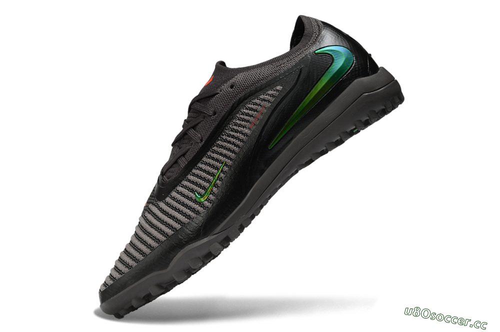 Men's Nike Phantom 6 Elite Low TF Artificial Turf Low-Tops Football Shoes - Black/Electric Green/Charcoal Gray 5