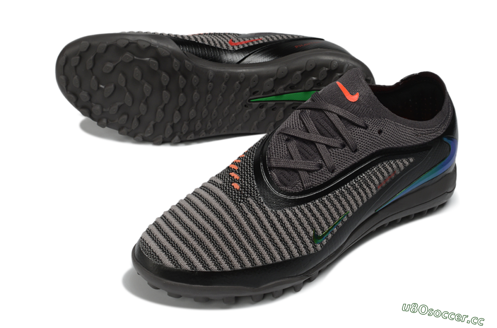 Men's Nike Phantom 6 Elite Low TF Artificial Turf Low-Tops Football Shoes - Black/Electric Green/Charcoal Gray 3