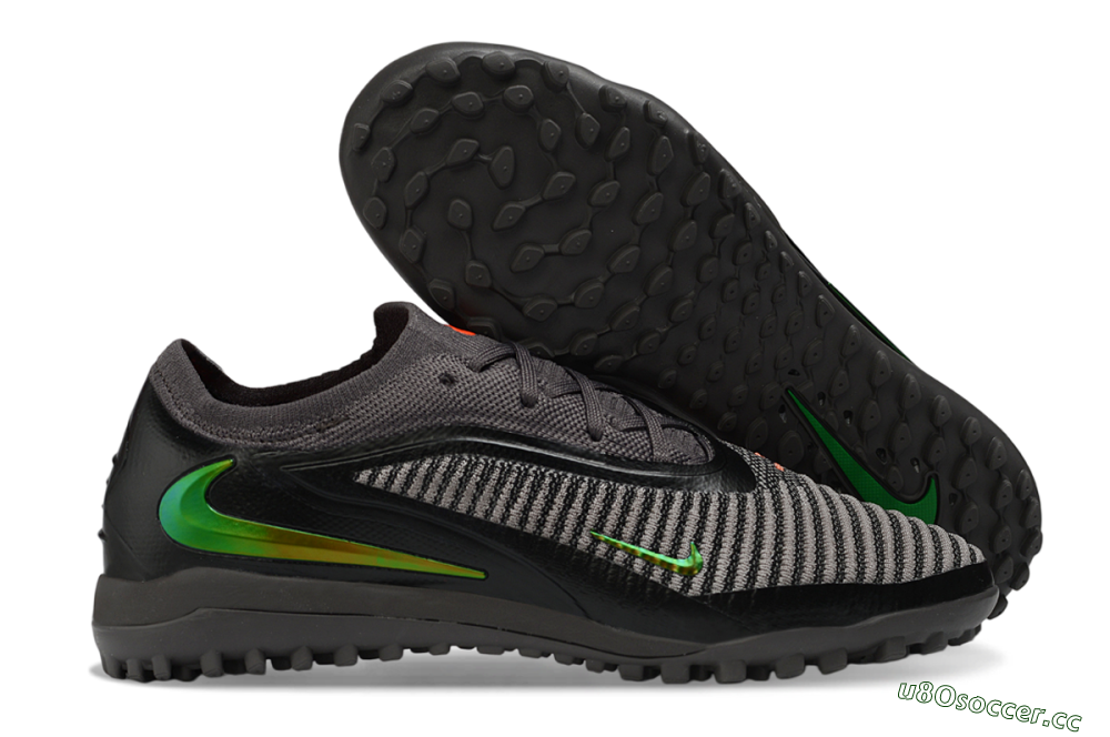 Men's Nike Phantom 6 Elite Low TF Artificial Turf Low-Tops Football Shoes - Black/Electric Green/Charcoal Gray 2