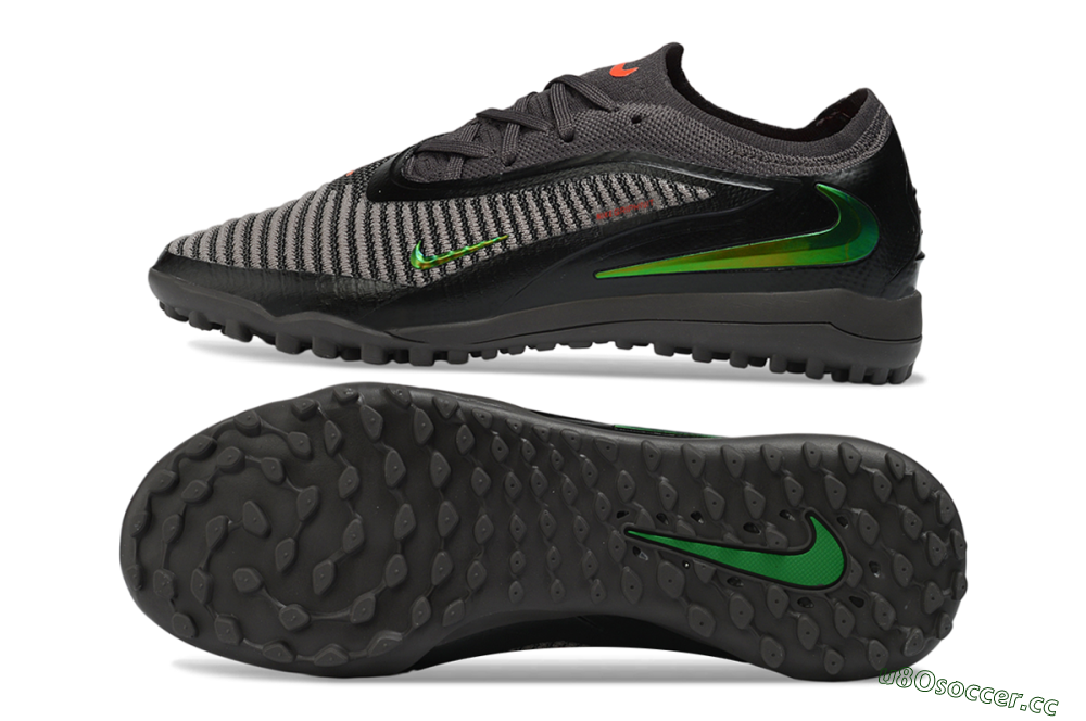 Men's Nike Phantom 6 Elite Low TF Artificial Turf Low-Tops Football Shoes - Black/Electric Green/Charcoal Gray 1