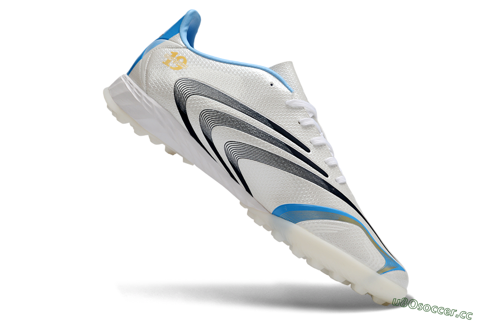 Unisex Adidas F50 Tunit Elite TF Artificial Turf Low-Tops Football Shoes - White/Sky Blue/Black 4