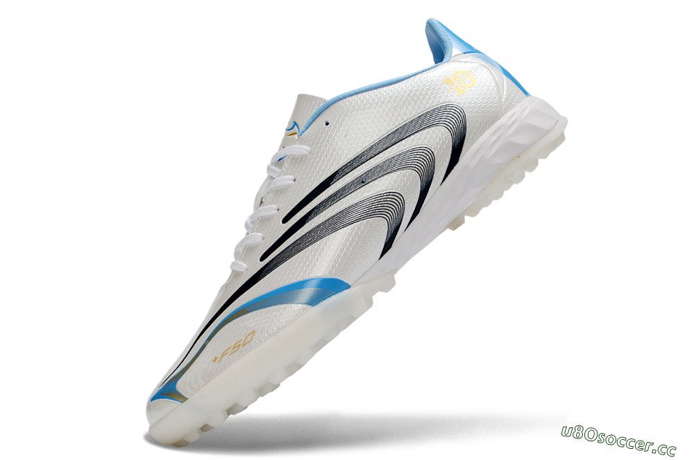 Unisex Adidas F50 Tunit Elite TF Artificial Turf Low-Tops Football Shoes - White/Sky Blue/Black 5