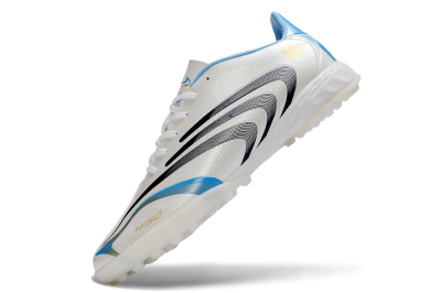 Unisex Adidas F50 Tunit Elite TF Artificial Turf Low-Tops Football Shoes - White/Sky Blue/Black