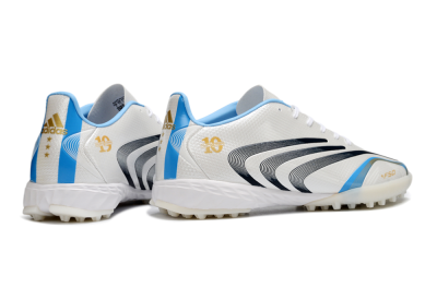 Unisex Adidas F50 Tunit Elite TF Artificial Turf Low-Tops Football Shoes - White/Sky Blue/Black