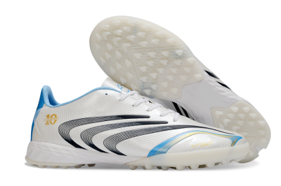 Unisex Adidas F50 Tunit Elite TF Artificial Turf Low-Tops Football Shoes - White/Sky Blue/Black