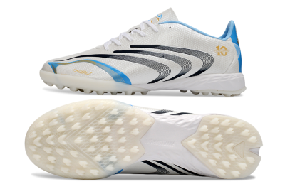 Unisex Adidas F50 Tunit Elite TF Artificial Turf Low-Tops Football Shoes - White/Sky Blue/Black