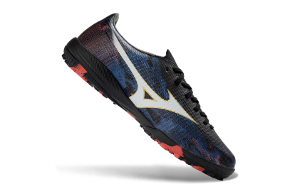 Men's Mizuno Alpha 3 Elite TF Artificial Turf Low-Tops Football Shoes - Black/Electric Blue/Crimson Red