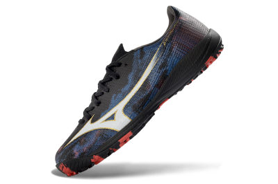 Men's Mizuno Alpha 3 Elite TF Artificial Turf Low-Tops Football Shoes - Black/Electric Blue/Crimson Red