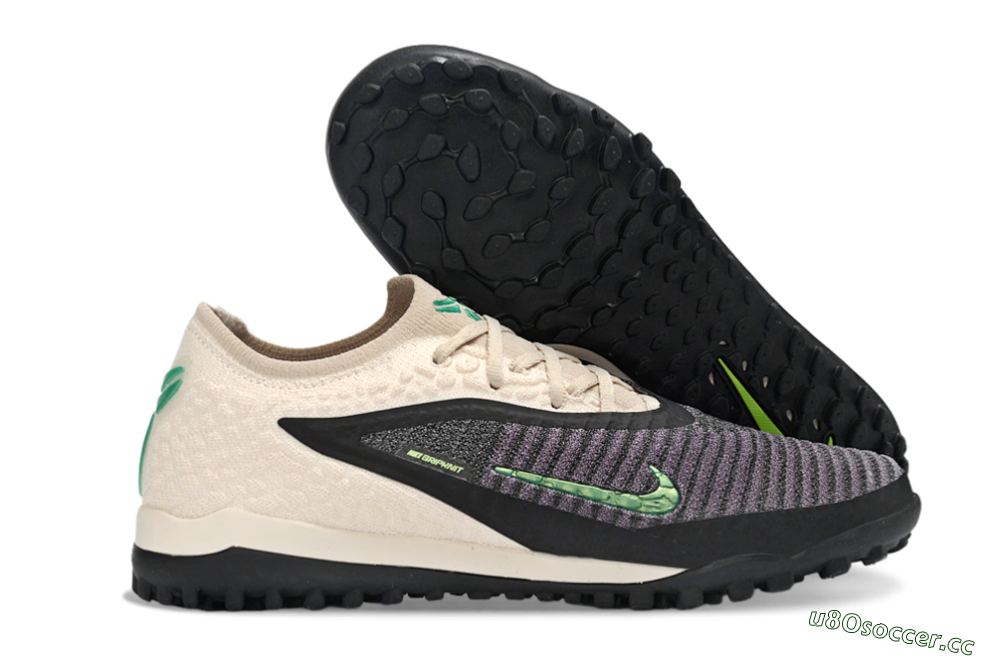 Unisex Nike Phantom 6 Elite Low TF Artificial Turf Low-Tops Football Shoes - Beige/Charcoal Gray/Lime Green 2