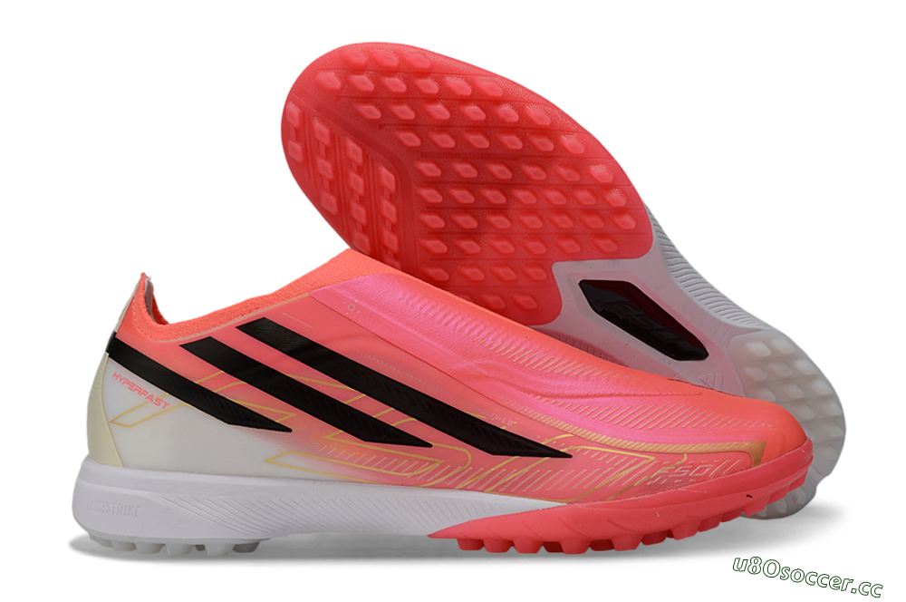 Unisex Adidas F50 Hyperfast Elite Laceless TF Artificial Turf Low-Tops Football Shoes - Pink/Electric Pink/Classic Black 2