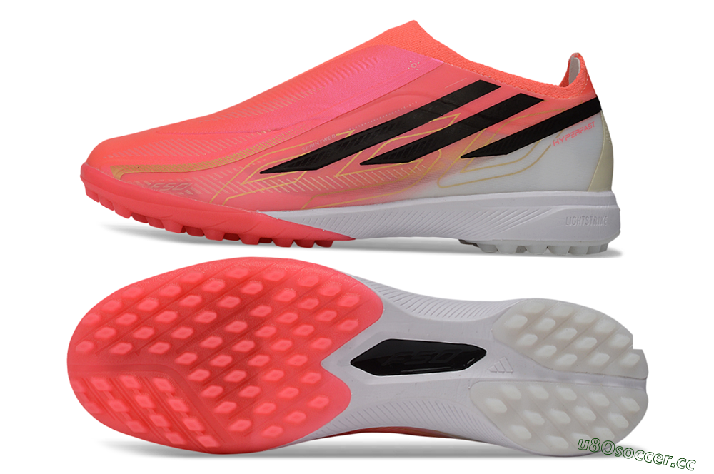 Unisex Adidas F50 Hyperfast Elite Laceless TF Artificial Turf Low-Tops Football Shoes - Pink/Electric Pink/Classic Black 1