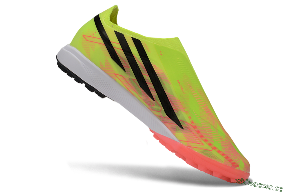 Unisex Adidas F50 Hyperfast Elite Laceless TF Artificial Turf Low-Tops Football Shoes - Yellow/Neon Green/Radiant Pink 4