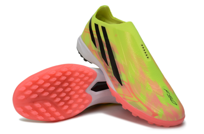 Unisex Adidas F50 Hyperfast Elite Laceless TF Artificial Turf Low-Tops Football Shoes - Yellow/Neon Green/Radiant Pink
