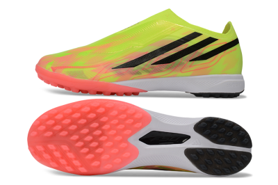 Unisex Adidas F50 Hyperfast Elite Laceless TF Artificial Turf Low-Tops Football Shoes - Yellow/Neon Green/Radiant Pink