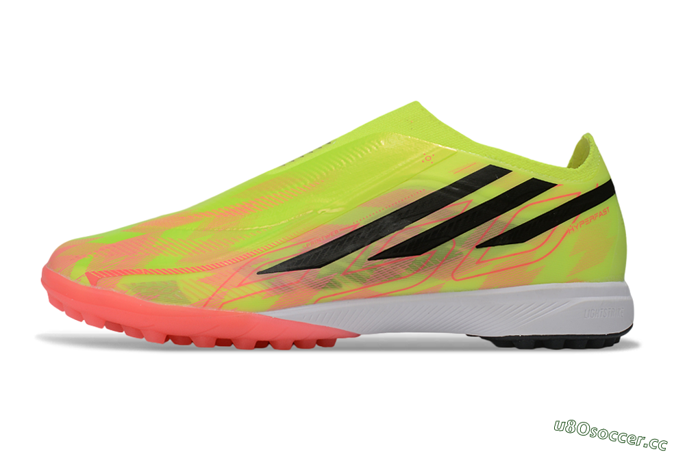 Unisex Adidas F50 Hyperfast Elite Laceless TF Artificial Turf Low-Tops Football Shoes - Yellow/Neon Green/Radiant Pink 0