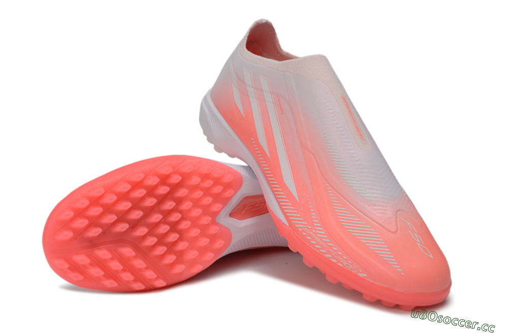 Unisex Adidas F50 Hyperfast Elite Laceless TF Artificial Turf Low-Tops Football Shoes - Pink/Coral Burst/Soft Glow 3