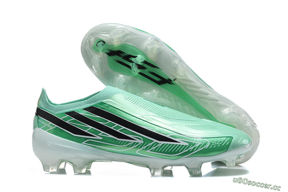 Unisex Adidas F50 Hyperfast Elite Laceless FG Firm Ground Low-Tops Football Boots - Green/Mint Green/Core Black 2