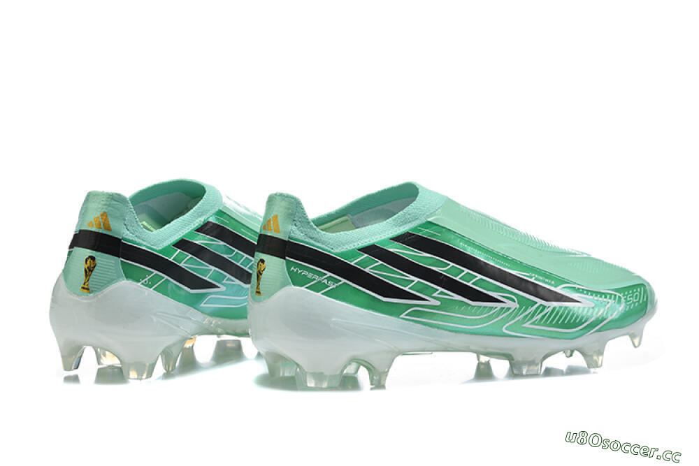 Unisex Adidas F50 Hyperfast Elite Laceless FG Firm Ground Low-Tops Football Boots - Green/Mint Green/Core Black 5