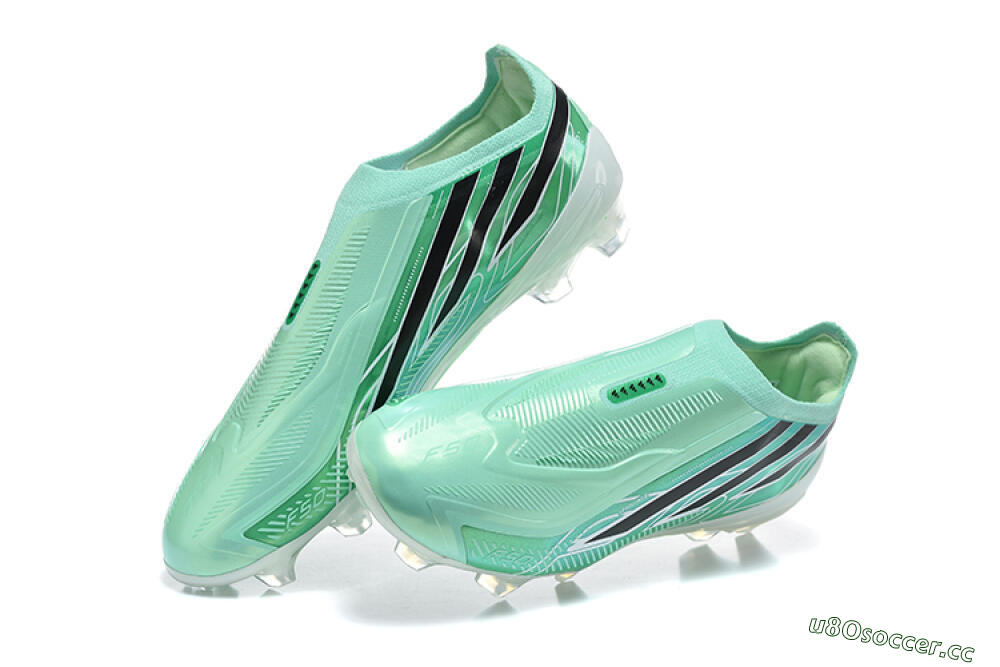 Unisex Adidas F50 Hyperfast Elite Laceless FG Firm Ground Low-Tops Football Boots - Green/Mint Green/Core Black 3