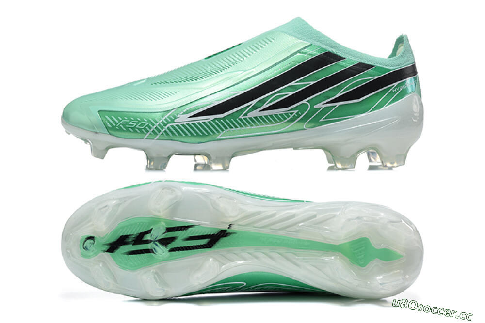 Unisex Adidas F50 Hyperfast Elite Laceless FG Firm Ground Low-Tops Football Boots - Green/Mint Green/Core Black 1