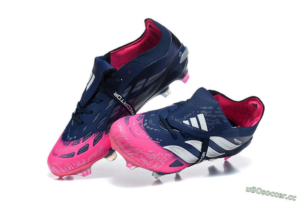 Men's Adidas Predator 26 Elite Fold-Over Tongue FG Firm Ground Low-Tops Football Boots - Blue/Midnight Navy/Lucid Pink 6