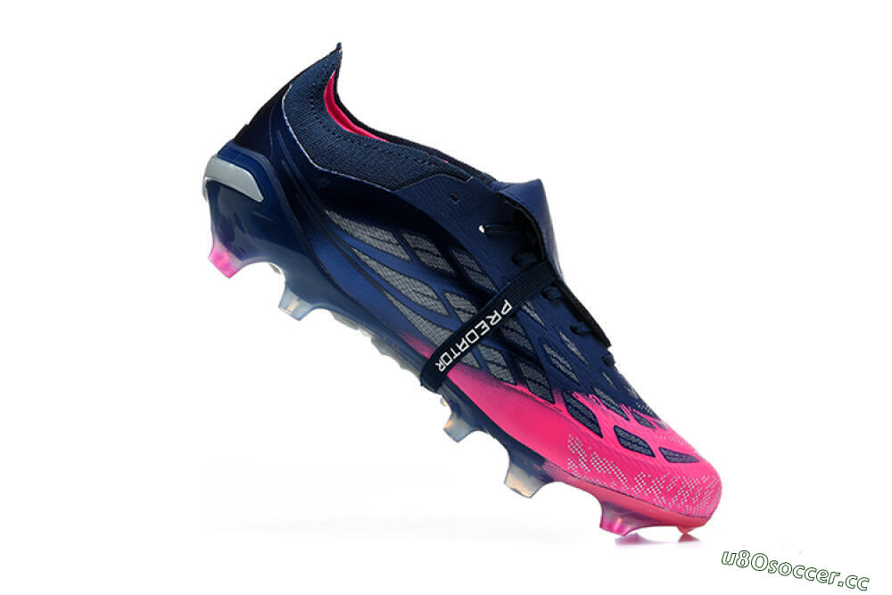 Men's Adidas Predator 26 Elite Fold-Over Tongue FG Firm Ground Low-Tops Football Boots - Blue/Midnight Navy/Lucid Pink 7
